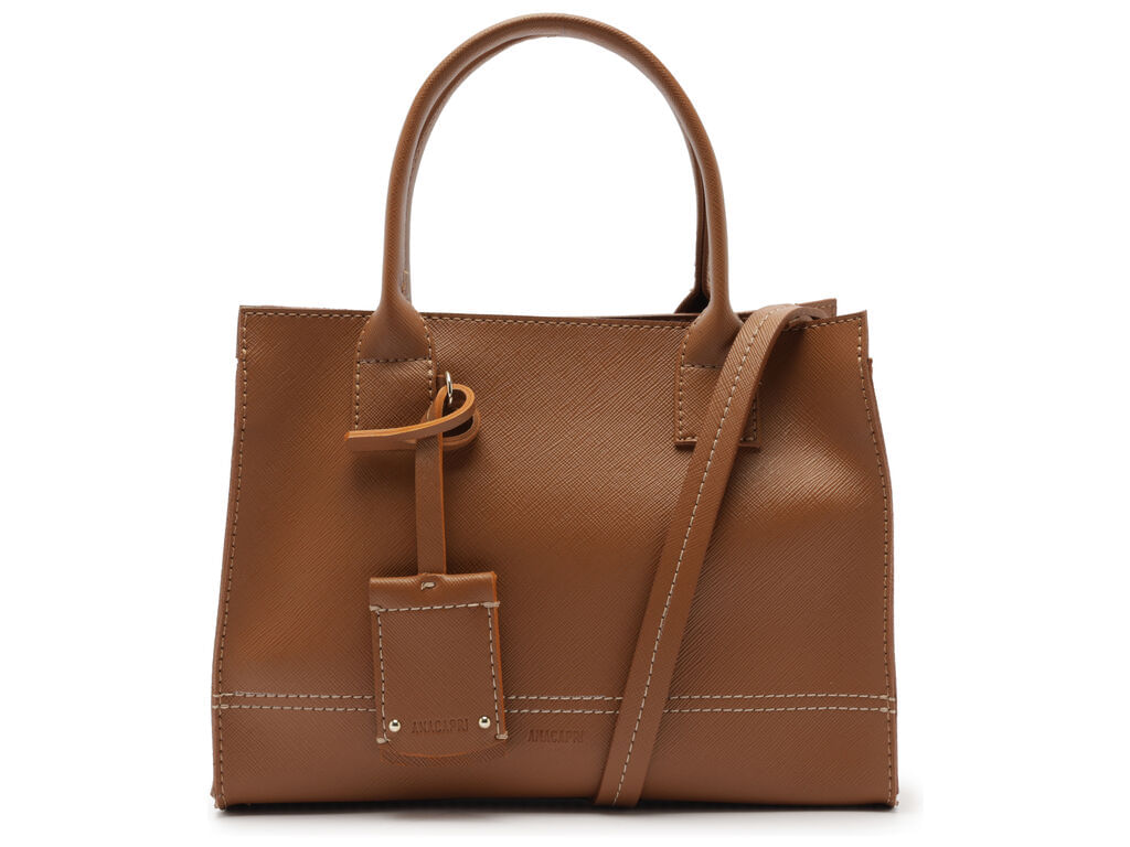 Imagem da variante: Bolsa Anacapri Tote Média Pespontos Marrom ECO SAFFIAN - CUOIO - UN