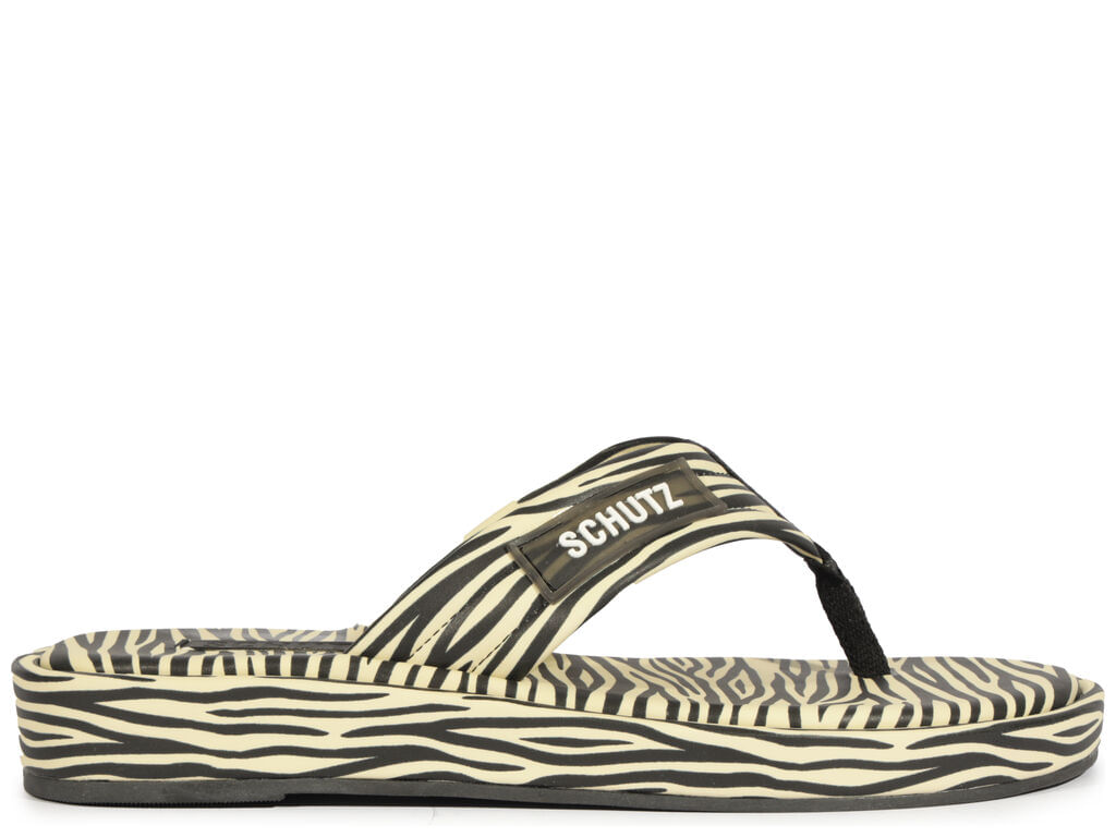 chinelo schutz zoe estampa zebra tiras de dedo 22129-1