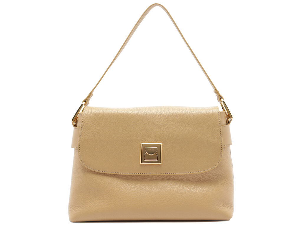 bolsa arezzo satchel bege couro media metal-1