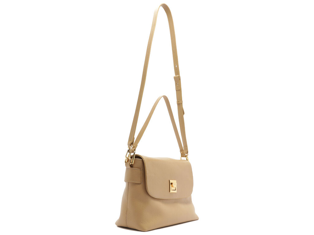 bolsa arezzo satchel bege couro media metal-2