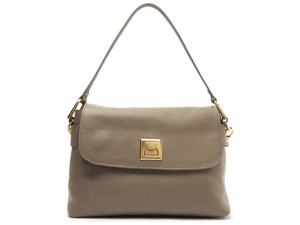 bolsa arezzo satchel cinza couro media metal-1