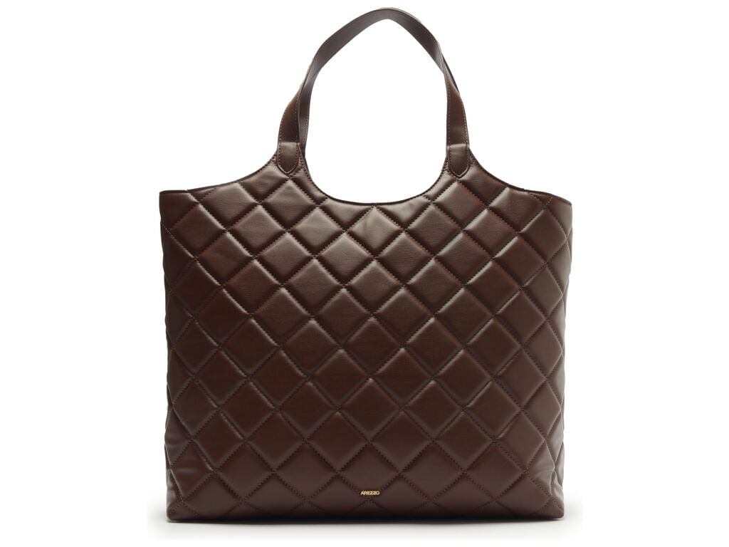 Imagem da variante: Bolsa Arezzo Shopping Marrom Matelassê Grande Eco Soft Shine ECO SOFT SH - NERO BROWN - UN