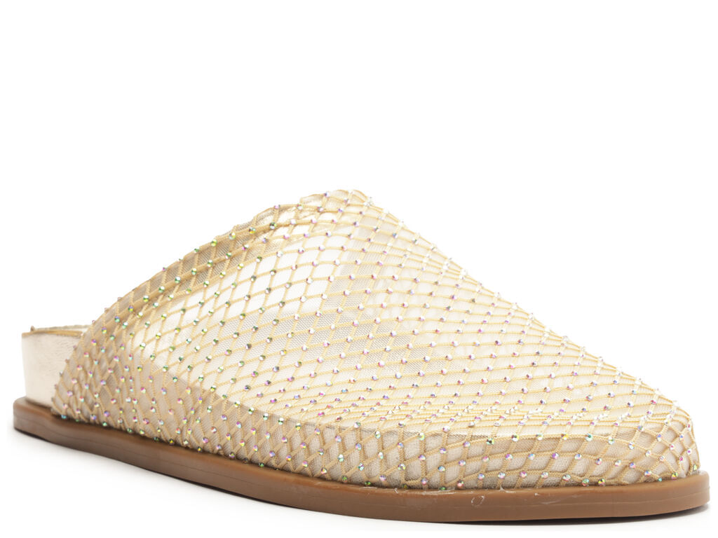 mule arezzo tela natural dourado metalizado-2