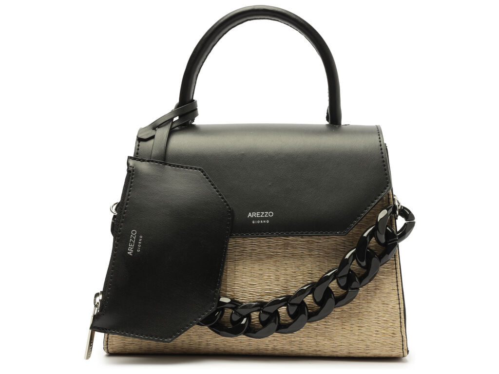 bolsa arezzo satchel palha iara media preta-1