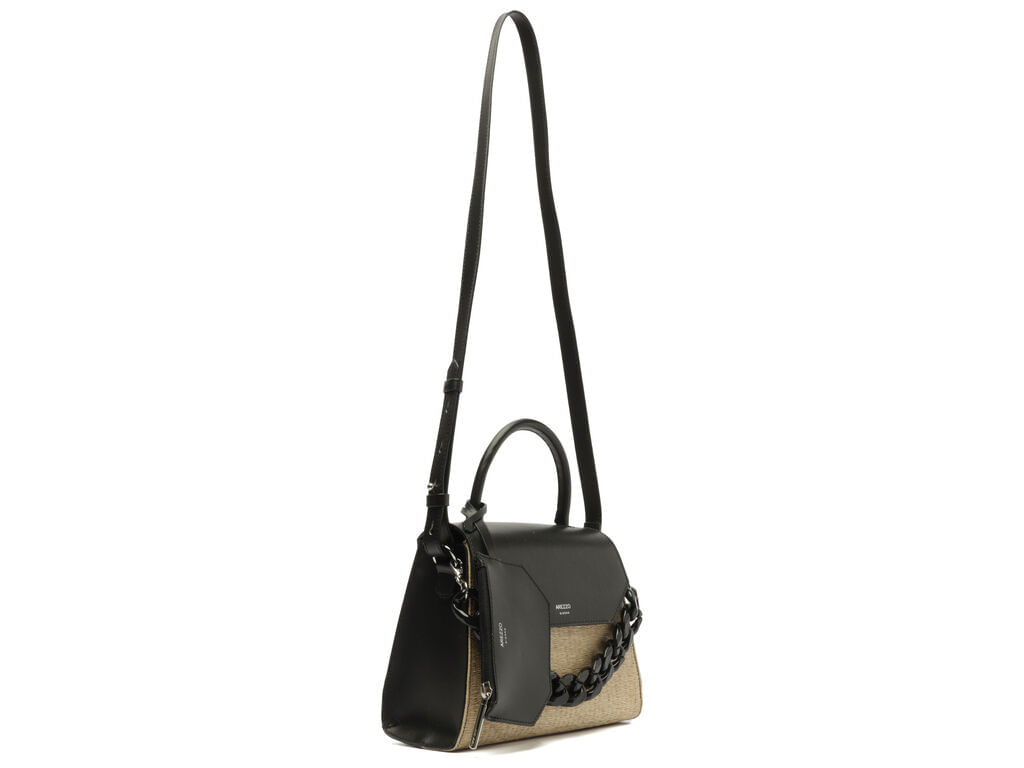 bolsa arezzo satchel palha iara media preta-2