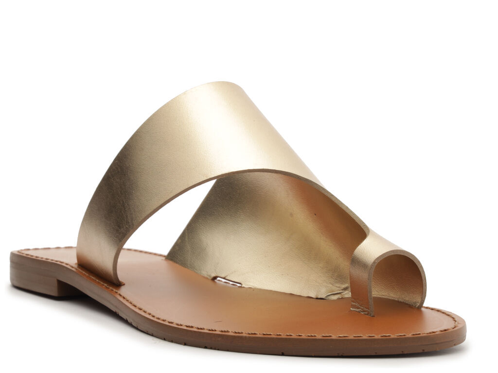 sandalia arezzo dourada rasteira leather metal-2