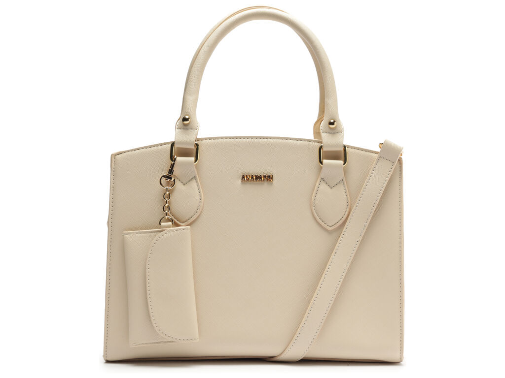 Imagem da variante: Bolsa Anacapri Tote Média Essencial com Pouch Off-White ECO SAFFIAN - OFF WHITE - UN