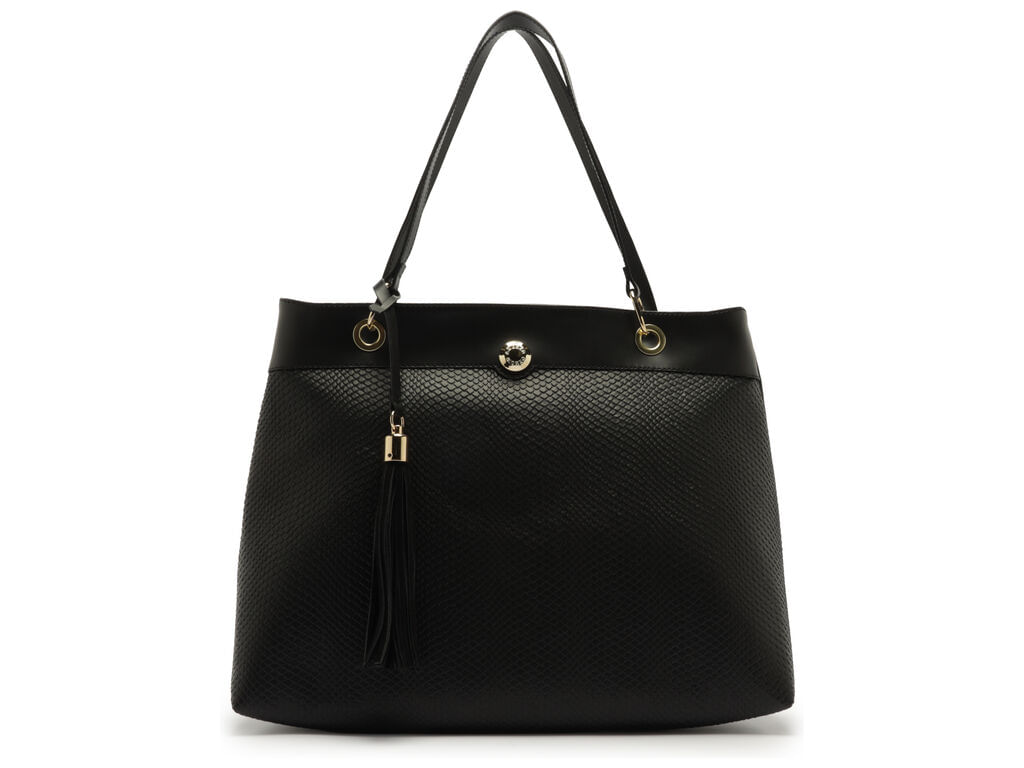 bolsa arezzo shopping preta eco snake-1