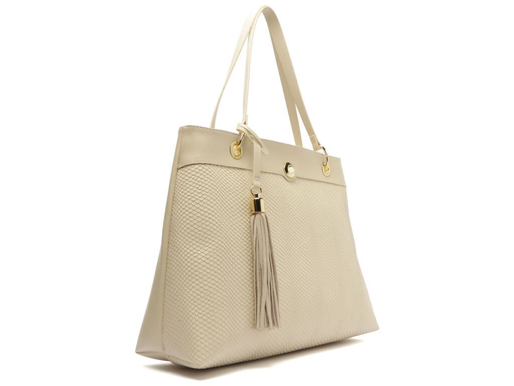 bolsa arezzo shopping off-white eco snake-2