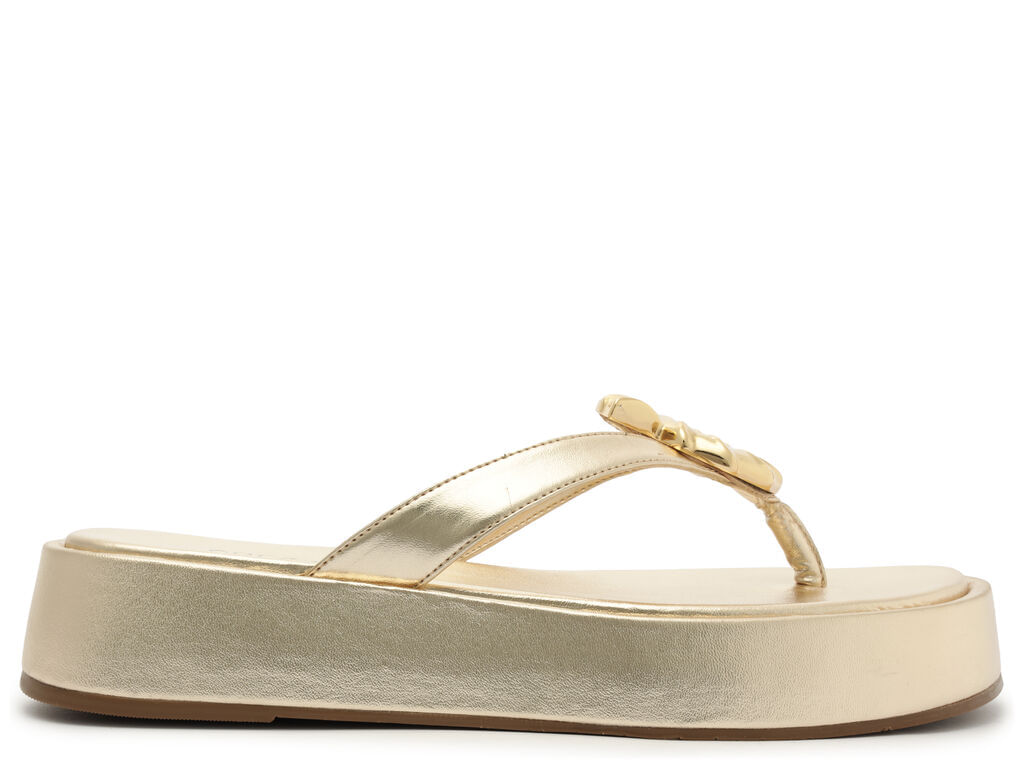 tamanco arezzo dourado flatform metal concha-1