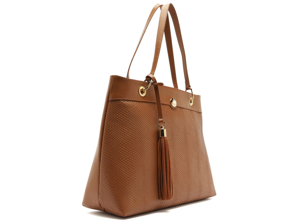 bolsa arezzo shopping caramelo eco snake-2