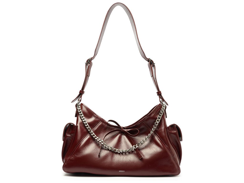 Imagem da variante: Bolsa Arezzo Tiracolo Pequena Leather Cretha Vinho LEATHER CRE - WINE BERRY - UN