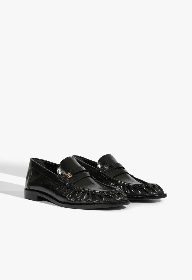 mocassim schutz couro preto costura aparente solado baixo-2