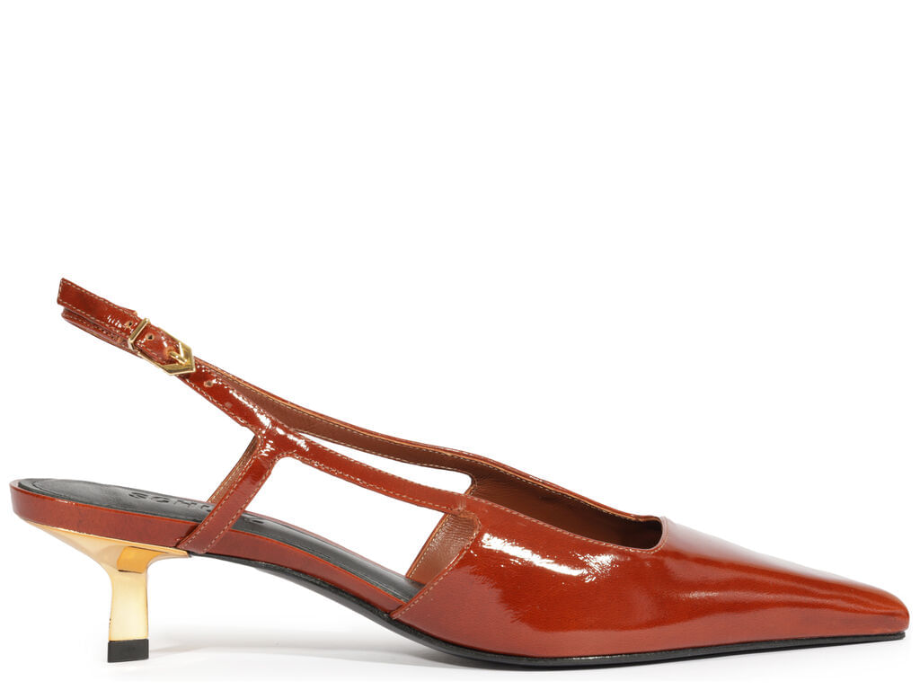 scarpin schutz slingback couro salto fino medio caramelo 2205-1