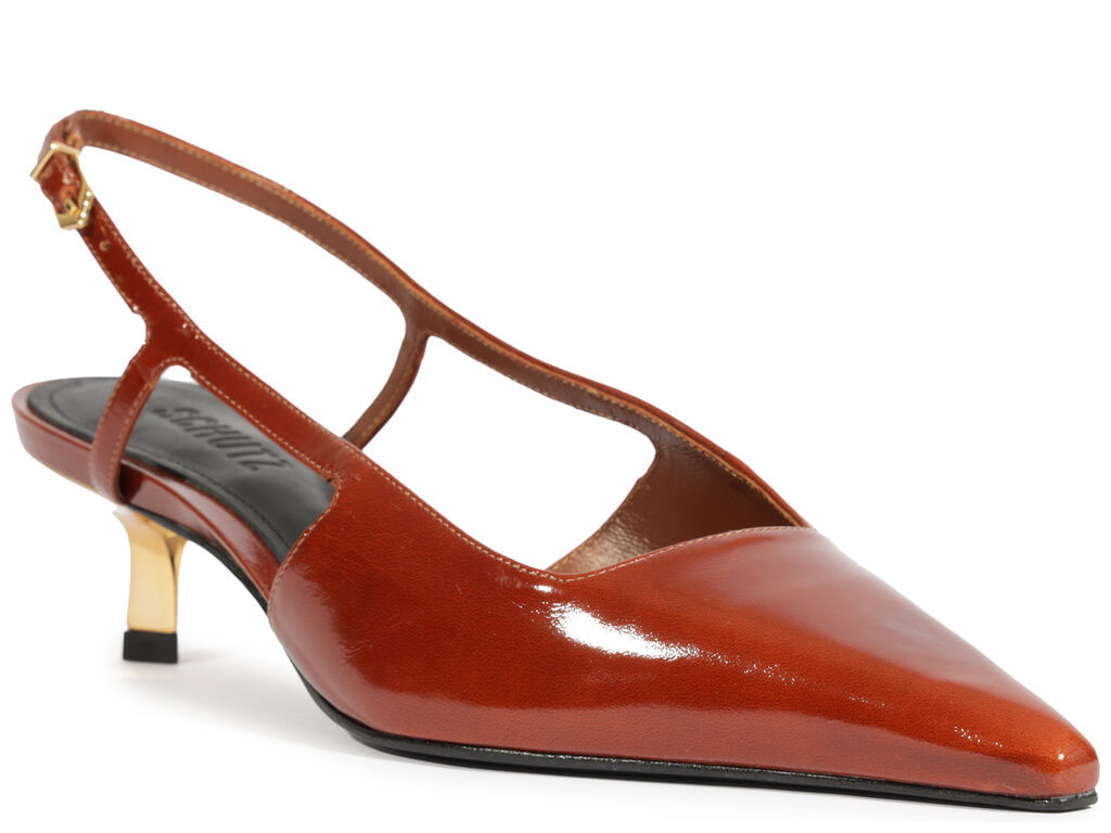 scarpin schutz slingback couro salto fino medio caramelo 2205-2