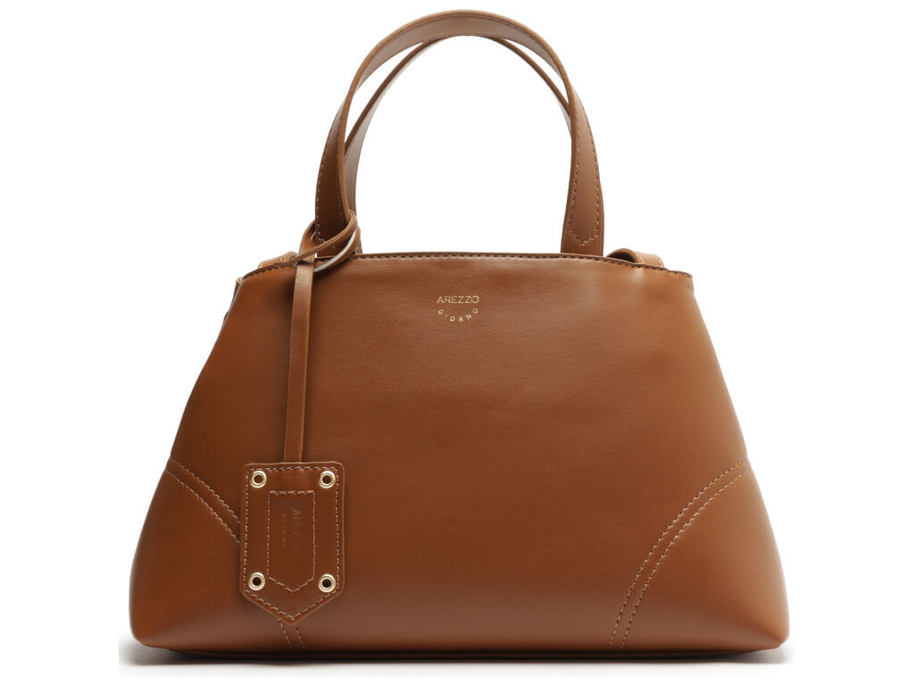 bolsa arezzo tote marrom media costuras bag charm-1