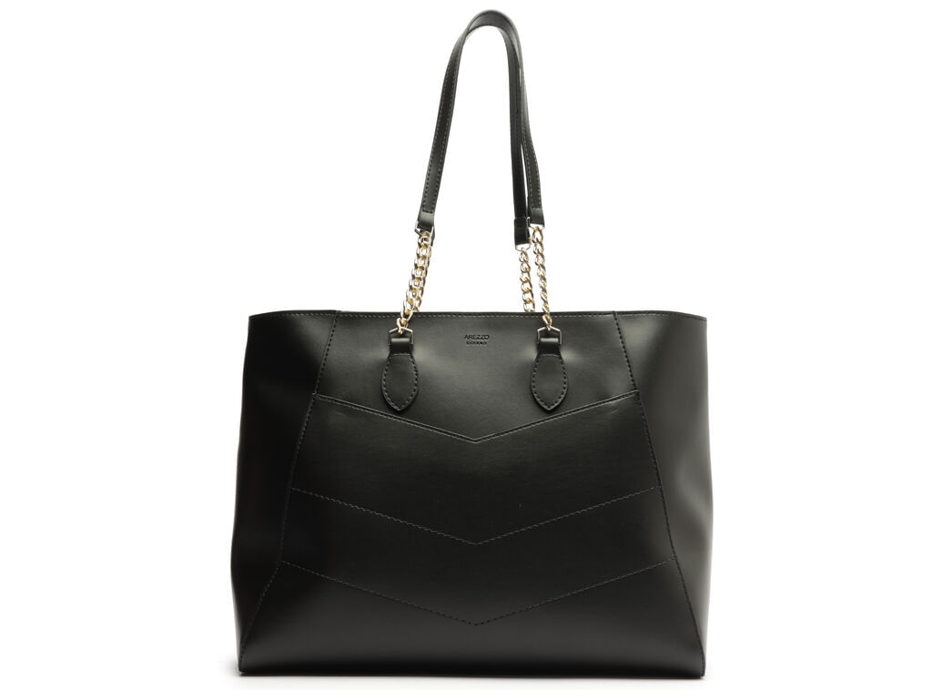 bolsa arezzo shopping preta grande eco soft tan-1