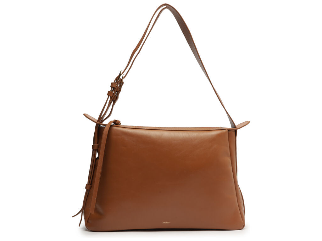 Imagem da variante: Bolsa Arezzo Hobo Marrom Couro Grande Alça Regulável NAPOLES - ROAST CARAM - UN