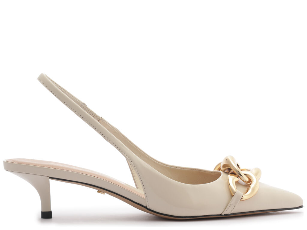 Imagem da variante: Scarpin Arezzo Branco Salto Kitten Slingback Elos ECO VERNIZ  - POLAR WHITE - 33