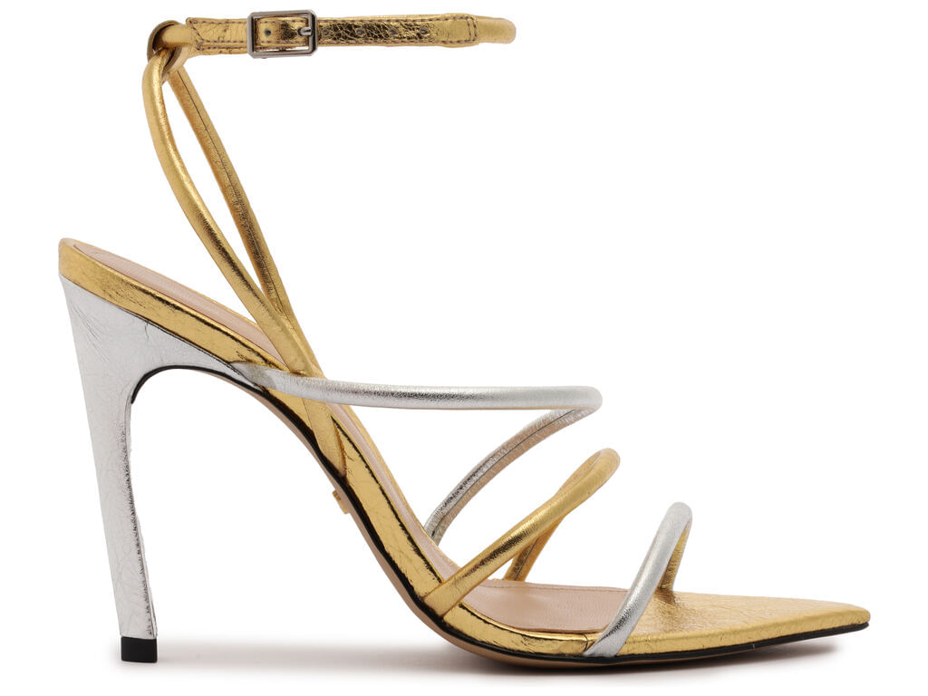 sandalia arezzo couro prata/ouro shine glitter salto alto-1