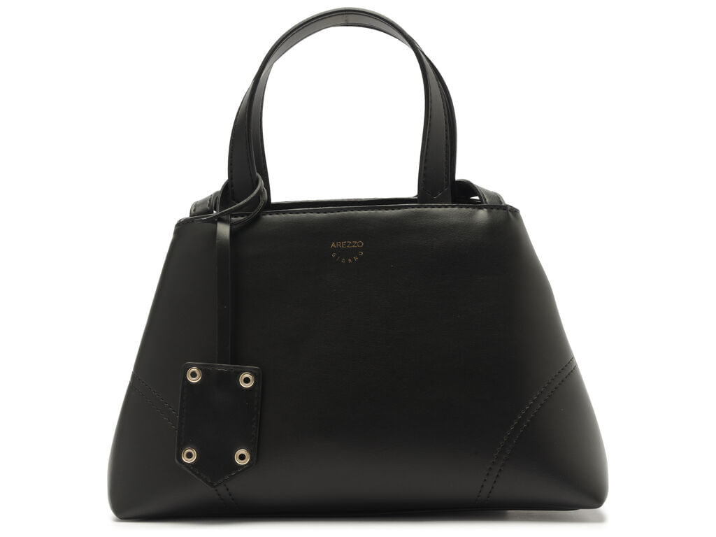 bolsa arezzo tote preta media costuras bag charm-1