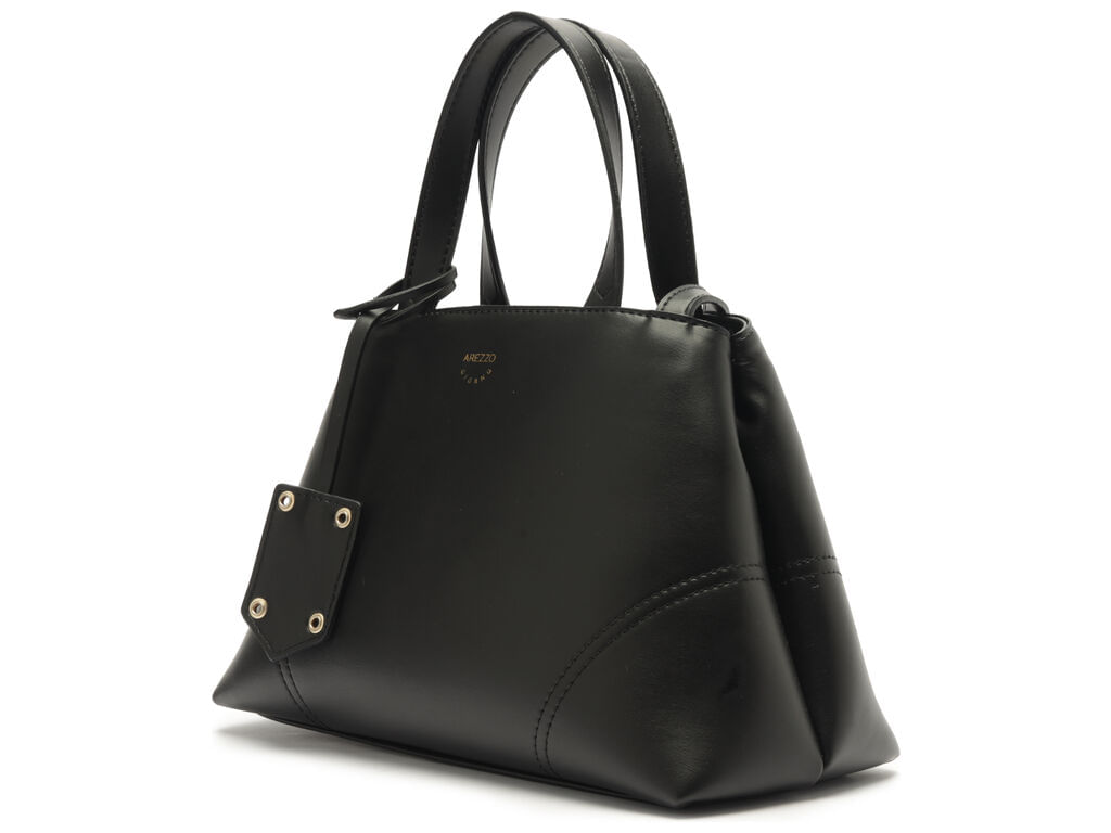 bolsa arezzo tote preta media costuras bag charm-2
