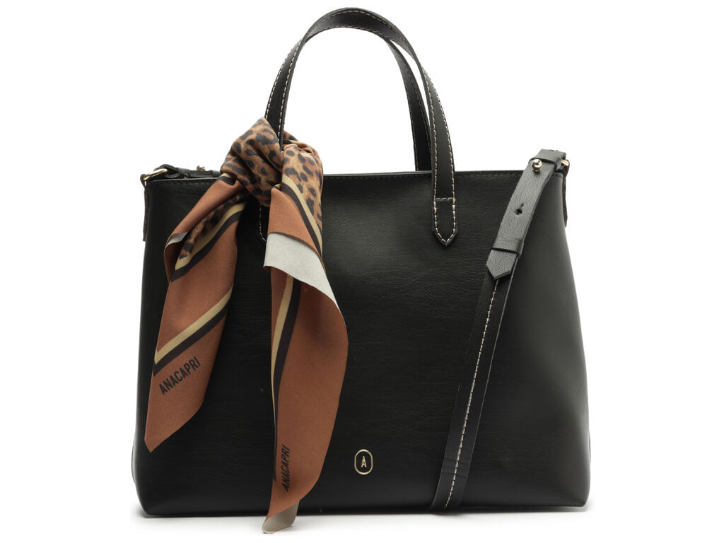 Imagem da variante: Bolsa Anacapri Tote Média Eco Double Preta Lenço ECO DOUBLE  - PRETO - UN