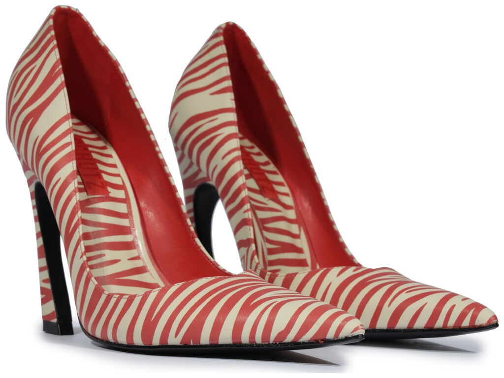 scarpin schutz lexi couro zebra vermelho salto alto 2212-2
