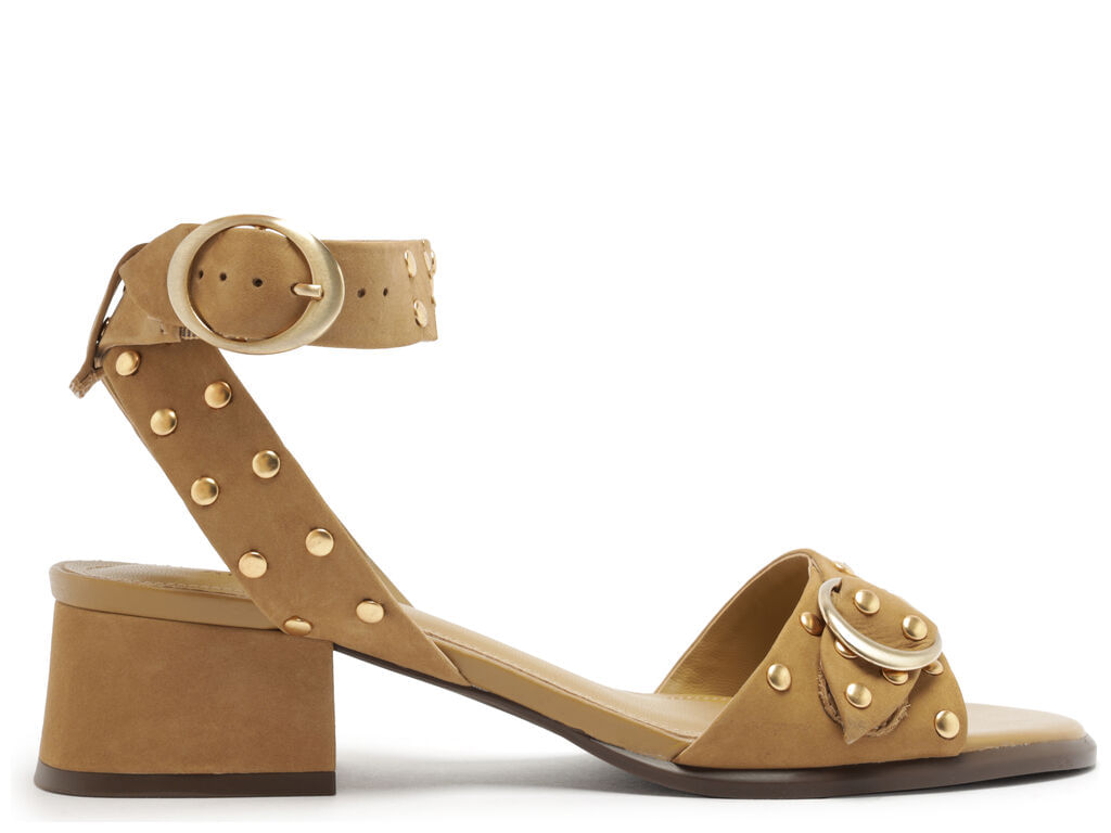sandalia arezzo bege nobuck bloco rebites fivelas-1