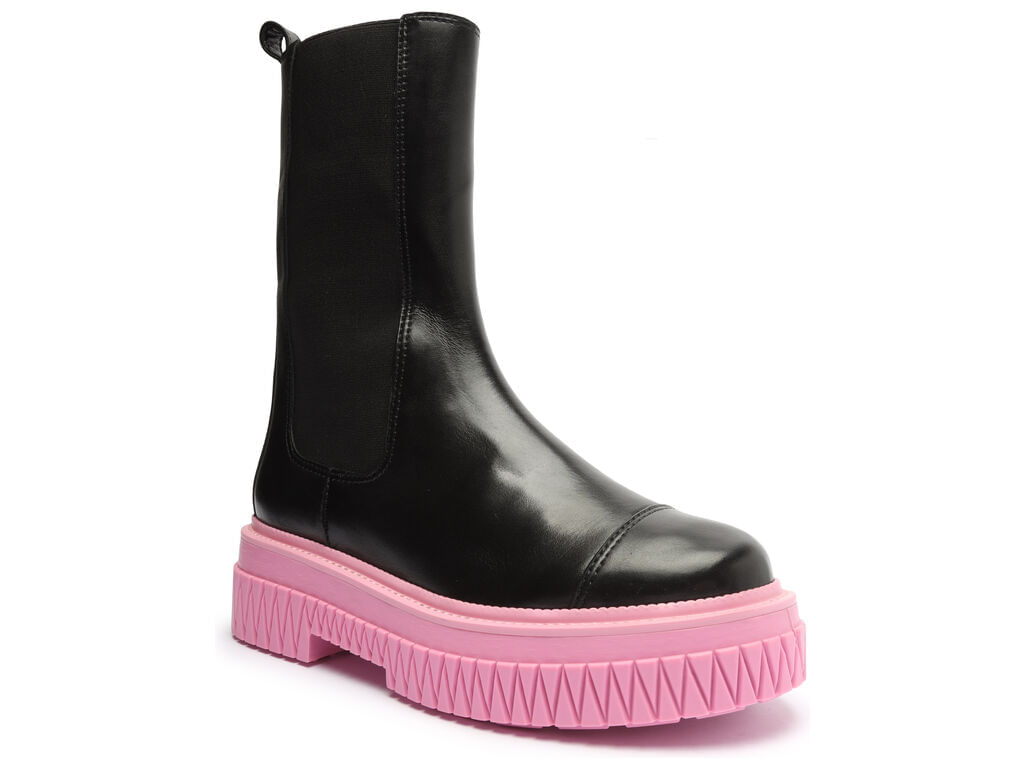 bota schutz couro preto solado rosa-2