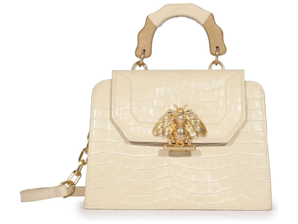 bolsa schutz tiracolo grande believe couro croco bege-1