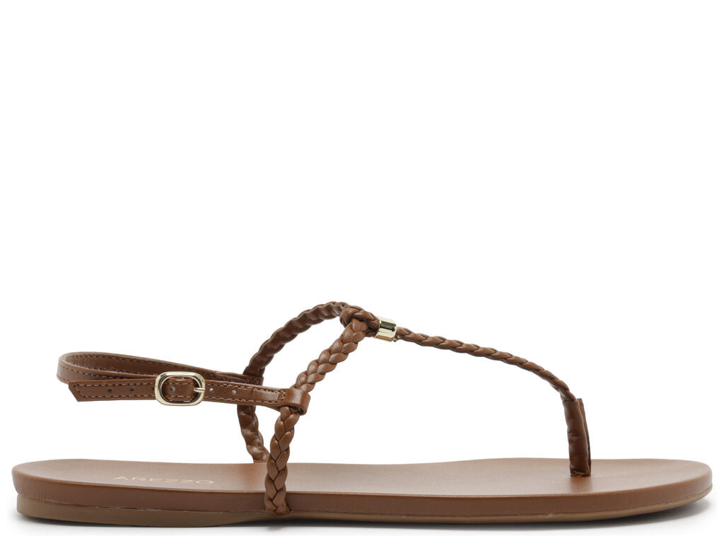sandalia arezzo rasteira caramelo slim tiras trancadas mix-1