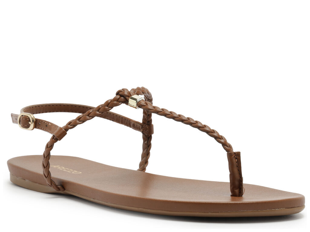 sandalia arezzo rasteira caramelo slim tiras trancadas mix-2