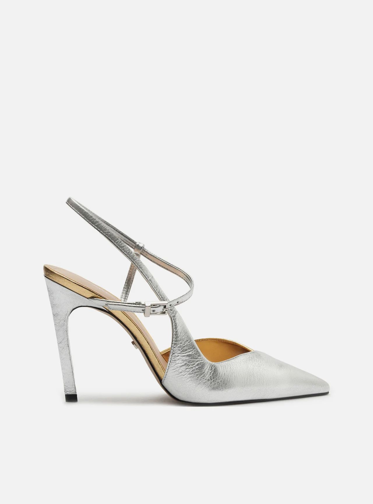 scarpin arezzo prateado salto alto slingback cruzado detalhe dourado-1