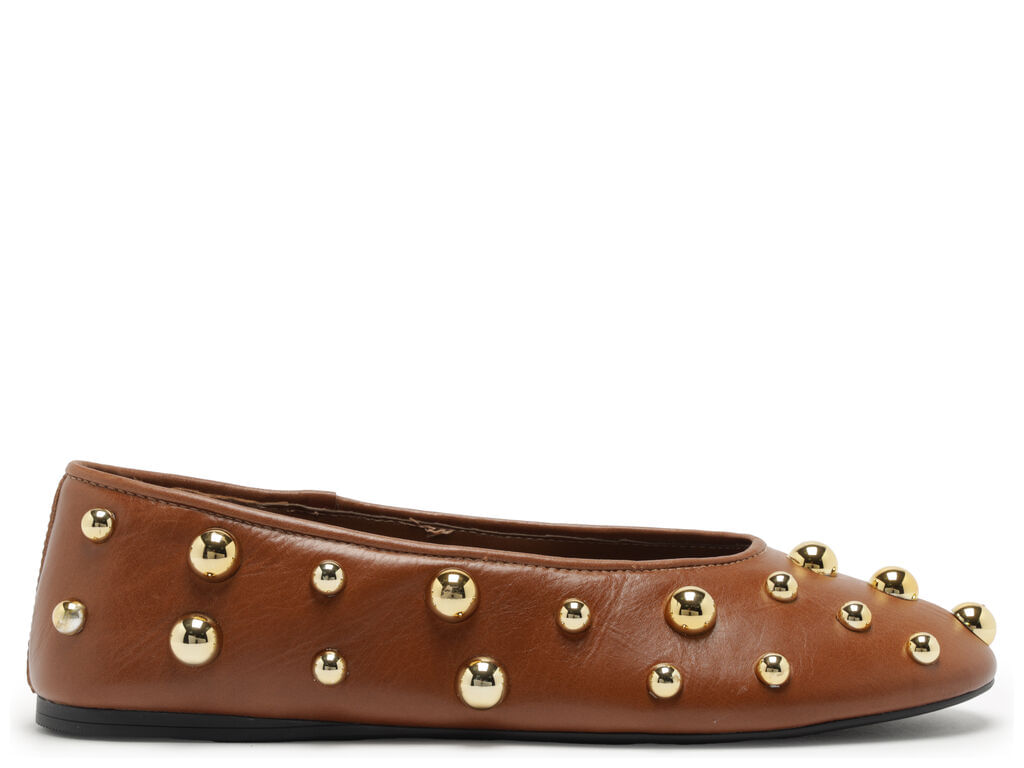 sapatilha arezzo marrom couro bico redondo studs-1
