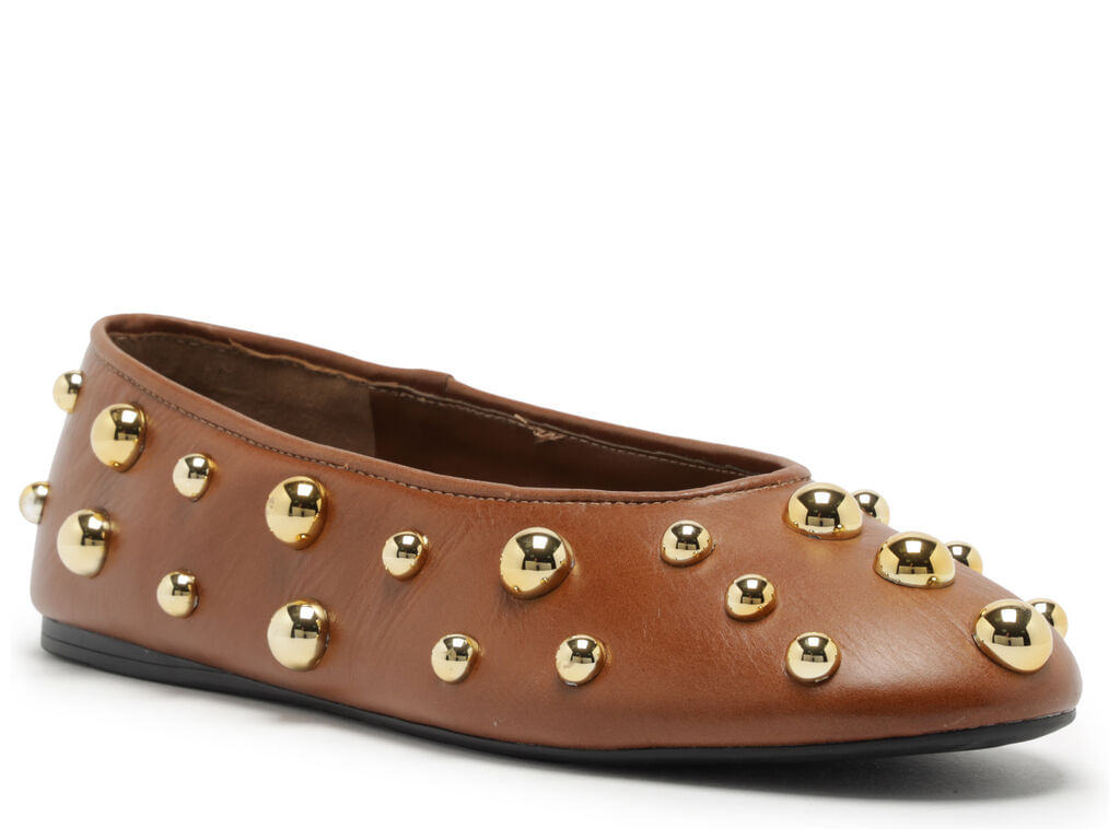 sapatilha arezzo marrom couro bico redondo studs-2