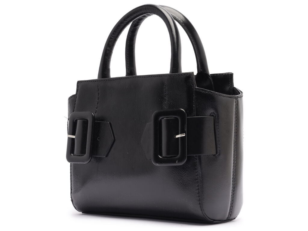 bolsa arezzo tote preta couro pequena fivelas-2