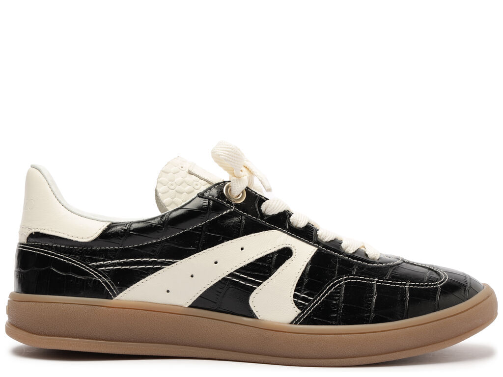 Imagem da variante: Tênis Arezzo Preto Croco Amarração ARZ72 ECO NEW WES - PRETO/CREMA - 35