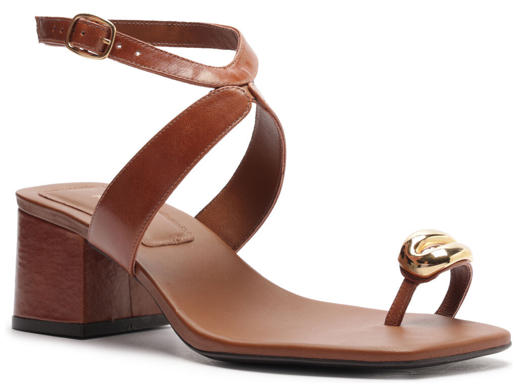 sandalia arezzo marrom couro salto bloco metal bold-2