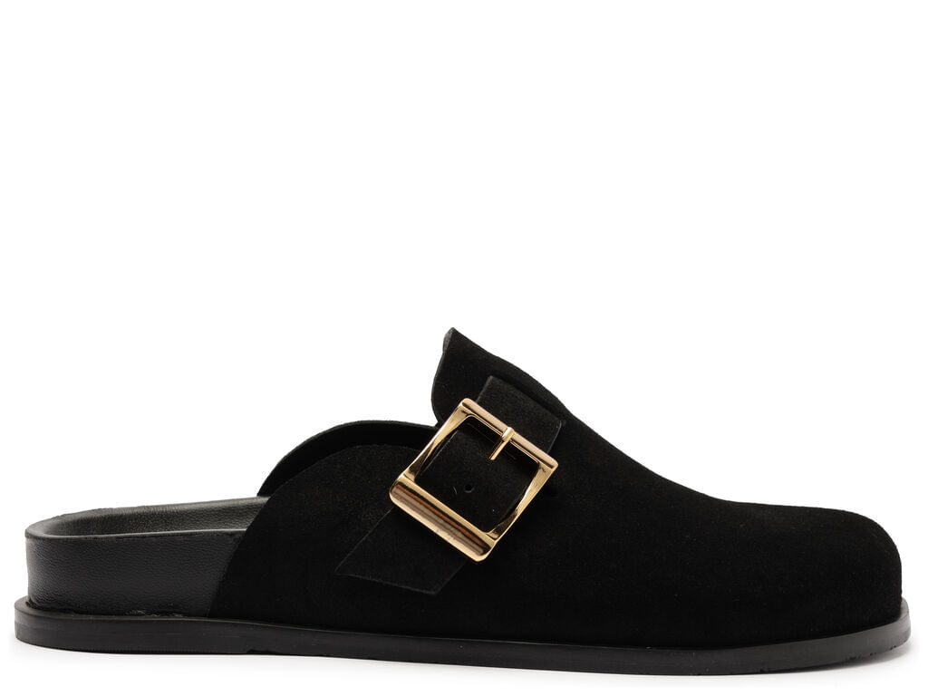 clog sabot arezzo preta acamurcada rasteira fivela-1