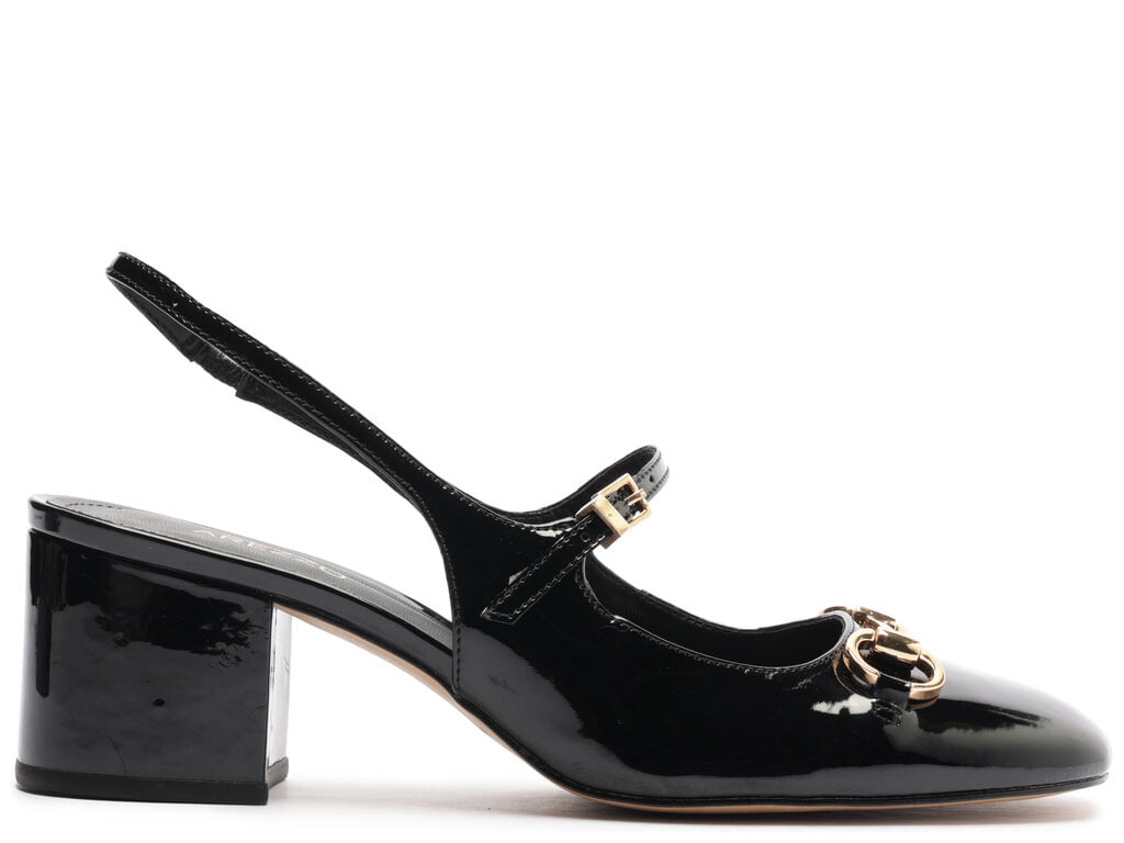 Imagem da variante: Sapato Arezzo Boneca Preto Verniz Bloco Slingback ECO VERNIZ  - PRETO - 33