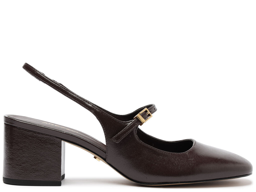 Imagem da variante: Scarpin Arezzo Slingback Marrom Salto Bloco NAPPA VALEN - GRAPE BROWN - 34