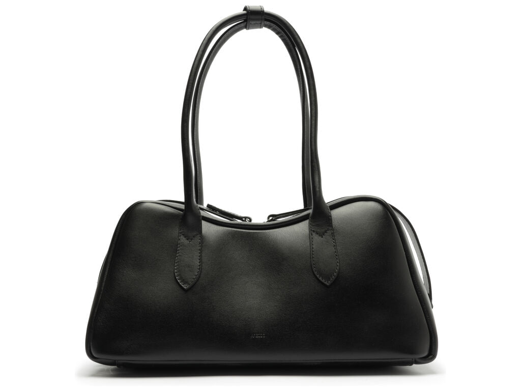bolsa arezzo bowling preta couro grande ziper duplo-1