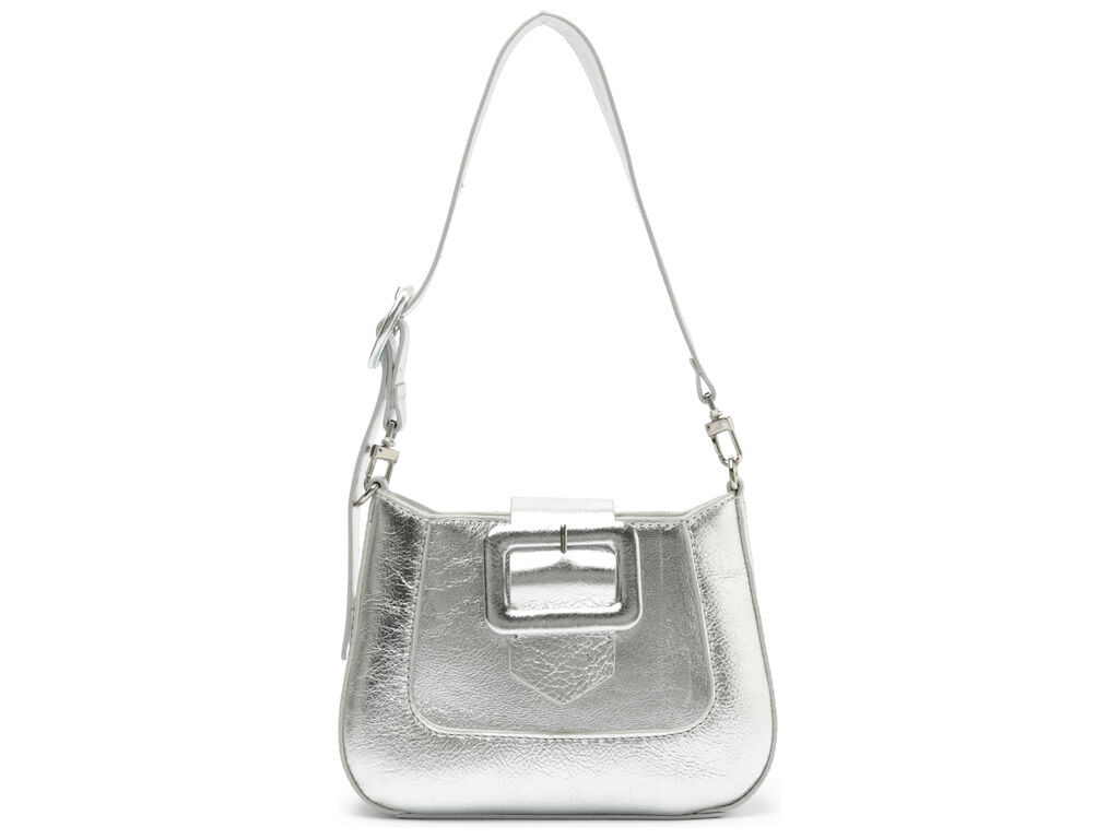 Imagem da variante: Bolsa Arezzo Tiracolo Prata Glitter Couro Pequena Maxi Fivela SHINE GLITT - SILVER - UN