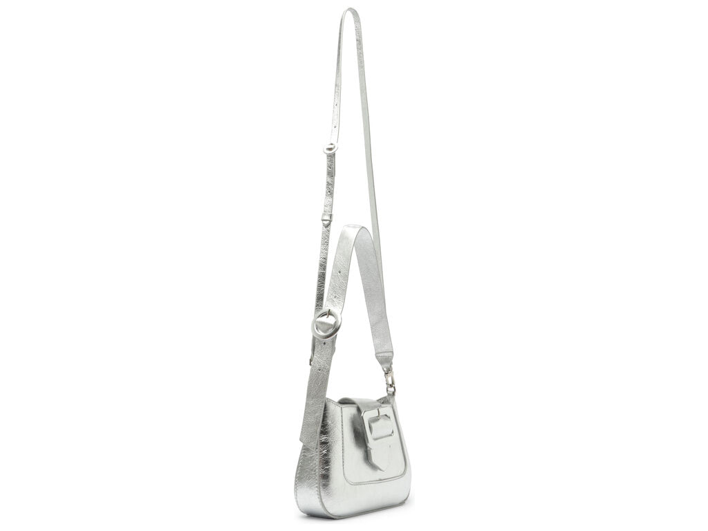 bolsa arezzo tiracolo prata glitter couro pequena maxi fivela-2