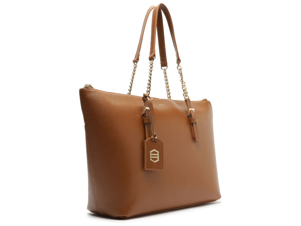 bolsa arezzo shopping caramelo couro grande alca corrente-2