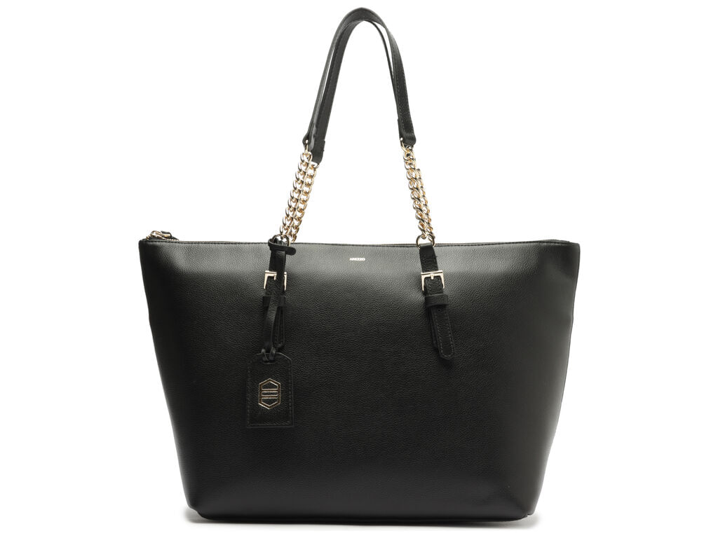 bolsa arezzo shopping preta couro grande alca corrente-1