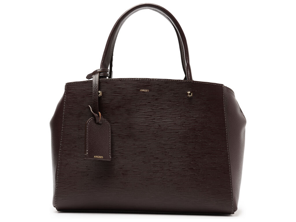 Imagem da variante: Bolsa Arezzo Tote Marrom Couro Wave Bella Média NEW WAVE/FL - GRAPE BROWN - UN