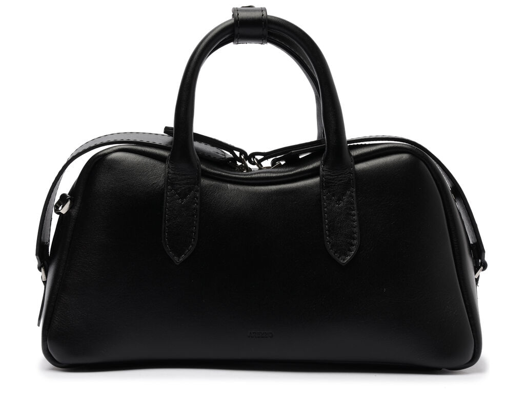 Imagem da variante: Bolsa Arezzo Tiracolo Preta Couro Pequena Zíper Duplo VEG OIL - PRETO - UN
