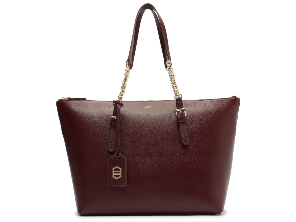 bolsa arezzo shopping vinho couro grande alca corrente-1